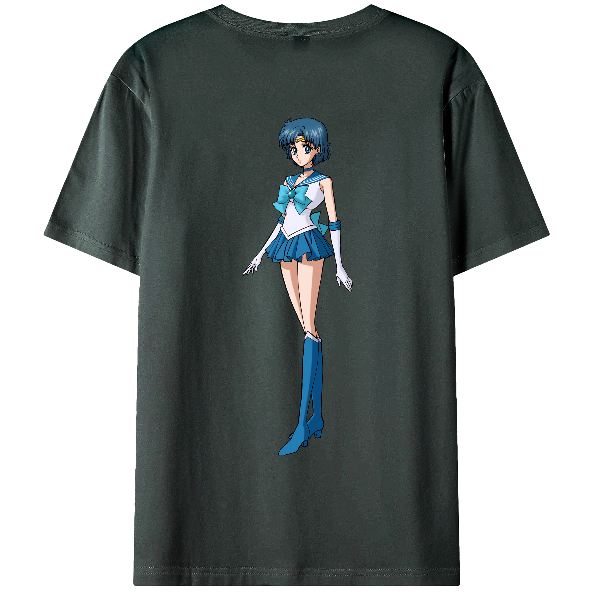 （画像用） 美少女戦士セーラームーン 水野 亜美 みずの あみ Sailor Moon Mizuno Ami 綿100％ メンズ半袖Tシャツ（バックプリント） 通気性